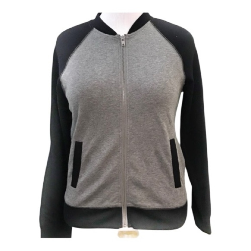 J. Crew Black and Gray Bomber Jacket -Size Small